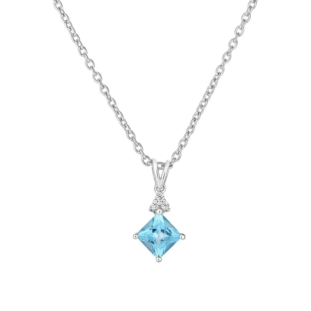 Oro Leoni Sterling Silver Blue & White Topaz Pendant Necklace, Women's,  Product Image