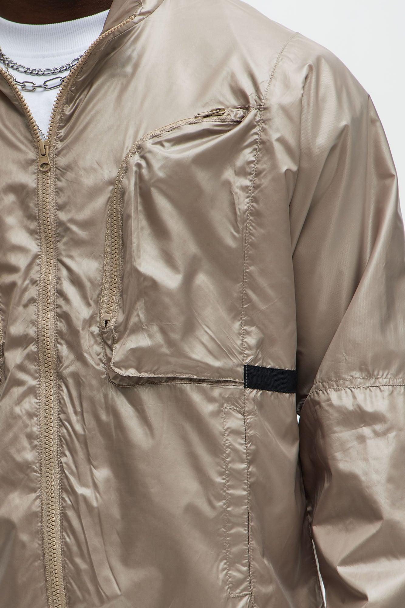 Winston Zip-Up Nylon Jacket - Khaki Product Image