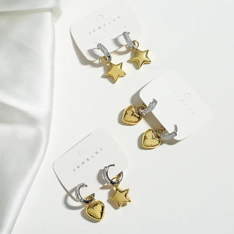 18k Gold Diamond Charm Earrings Product Image