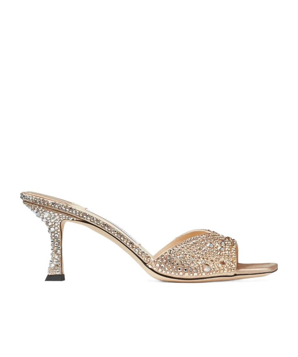 JIMMY CHOO Golden Crystal Heels In Beige O Tan Product Image