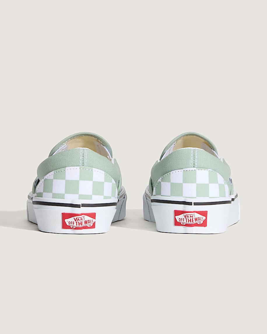 Classic Slip-On Checkerboard Shoe in Grey Mint Green / White| Vans US Product Image