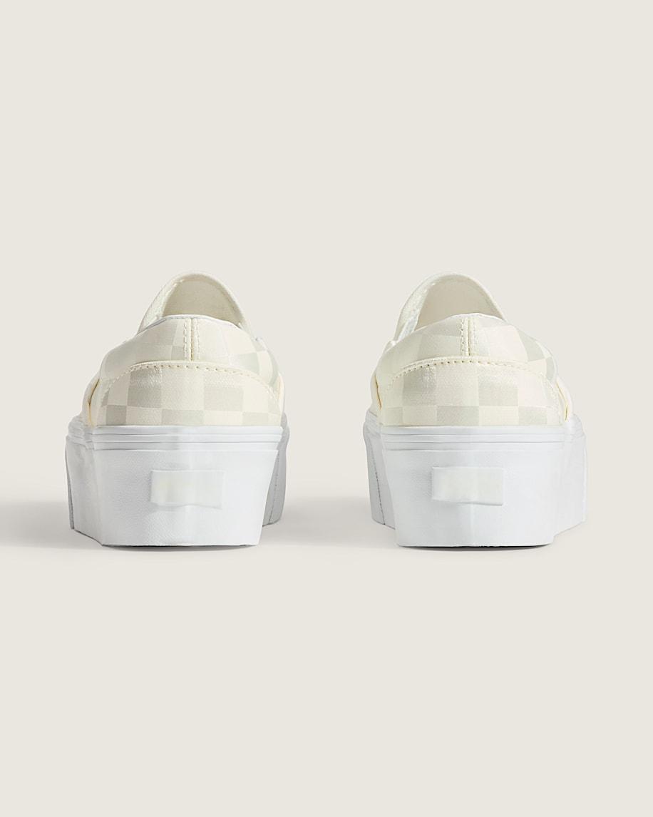 Classic Slip-On Stackform Checkerboard Shoe in White| Vans US Product Image