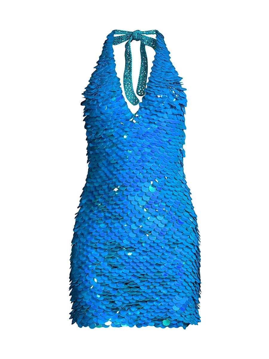 Womens Sequined Halter Minidress Product Image