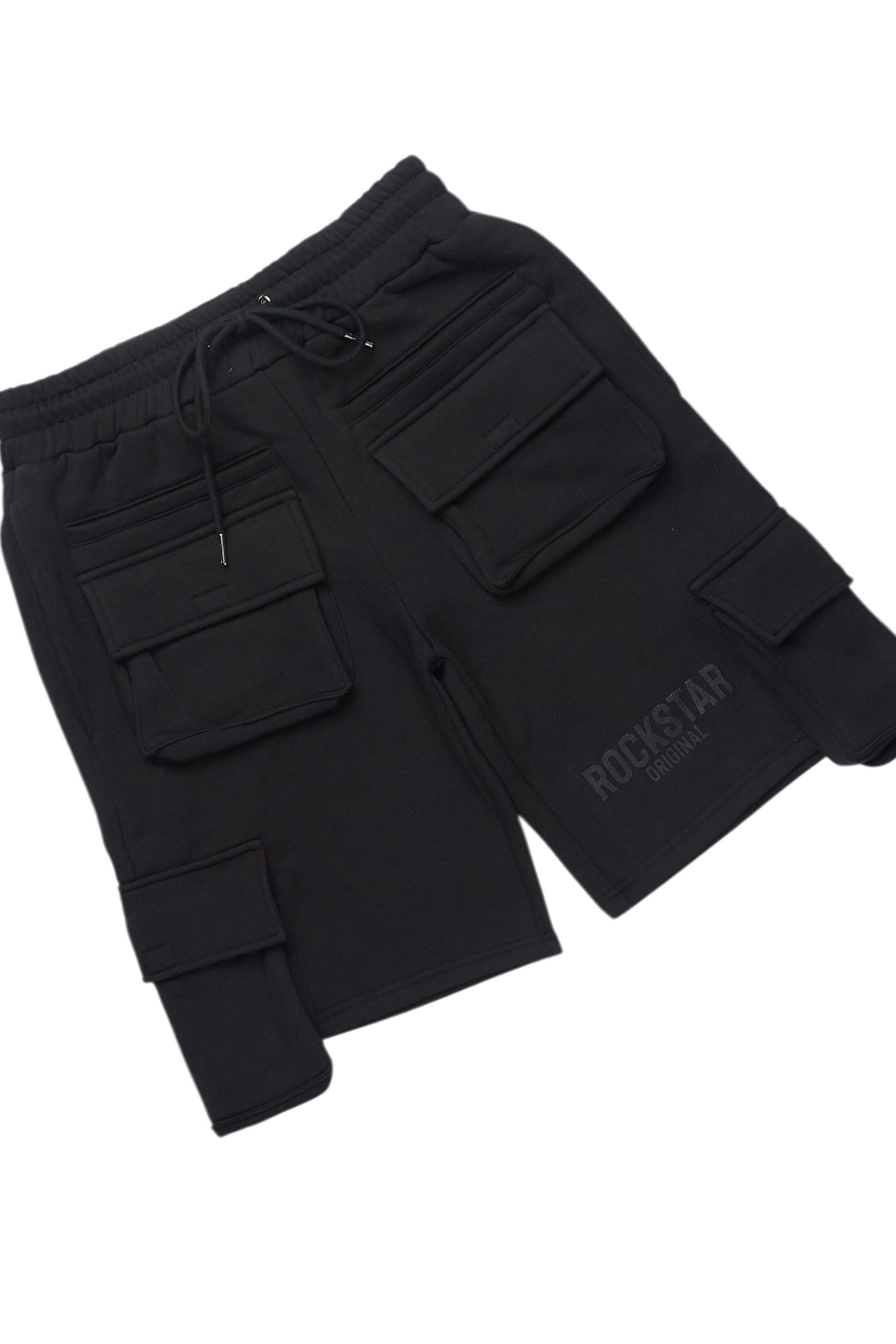 Sana Black/Black T-Shirt Cargo Shorts Set Male Product Image
