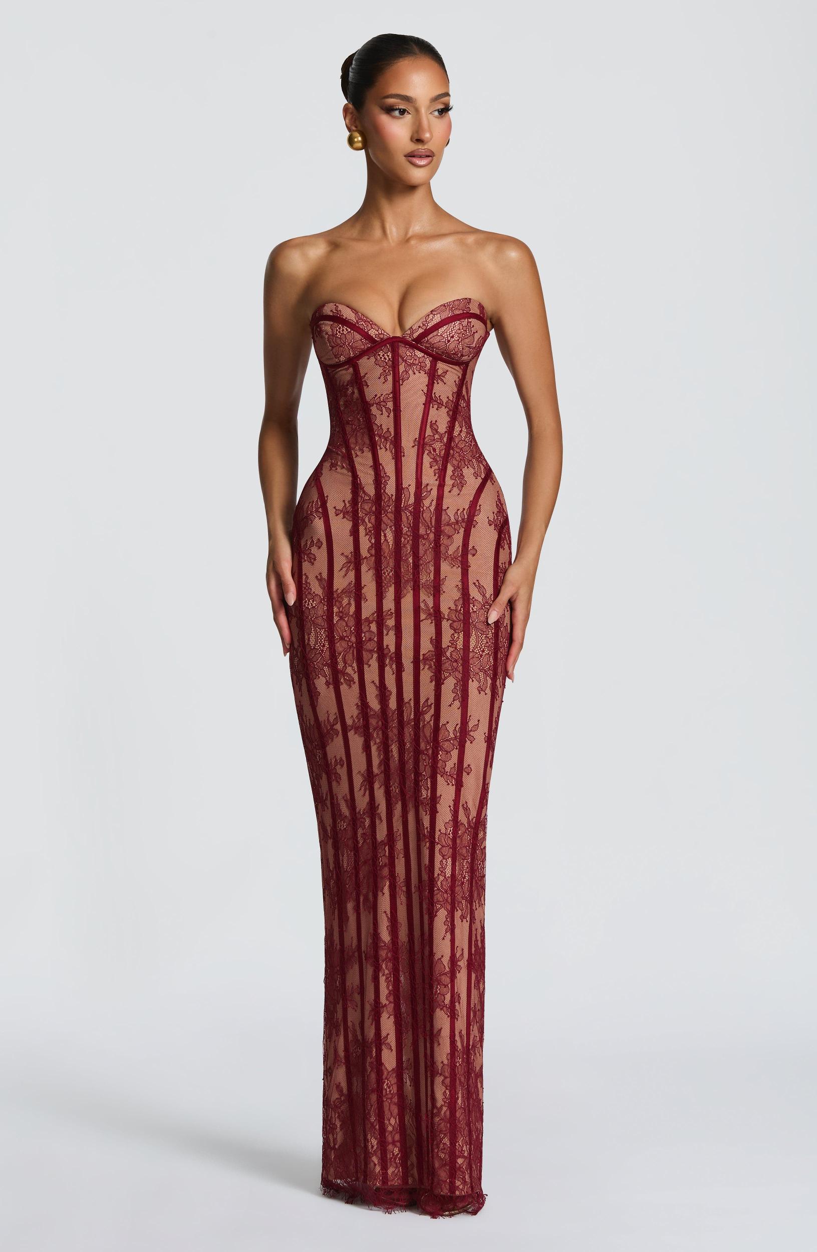 Sian Maxi Dress - Burgundy Product Image