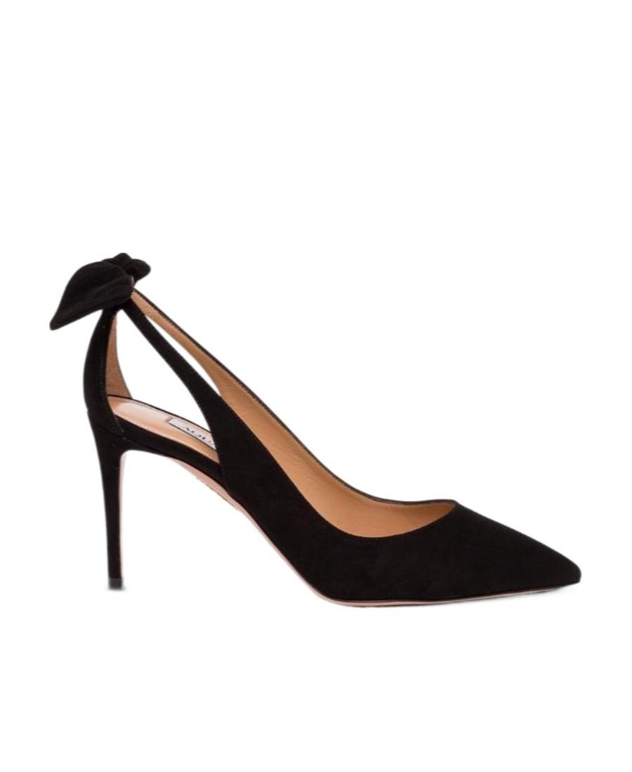 AQUAZZURA Bow Tie 85 Suede Pumps In Black Product Image