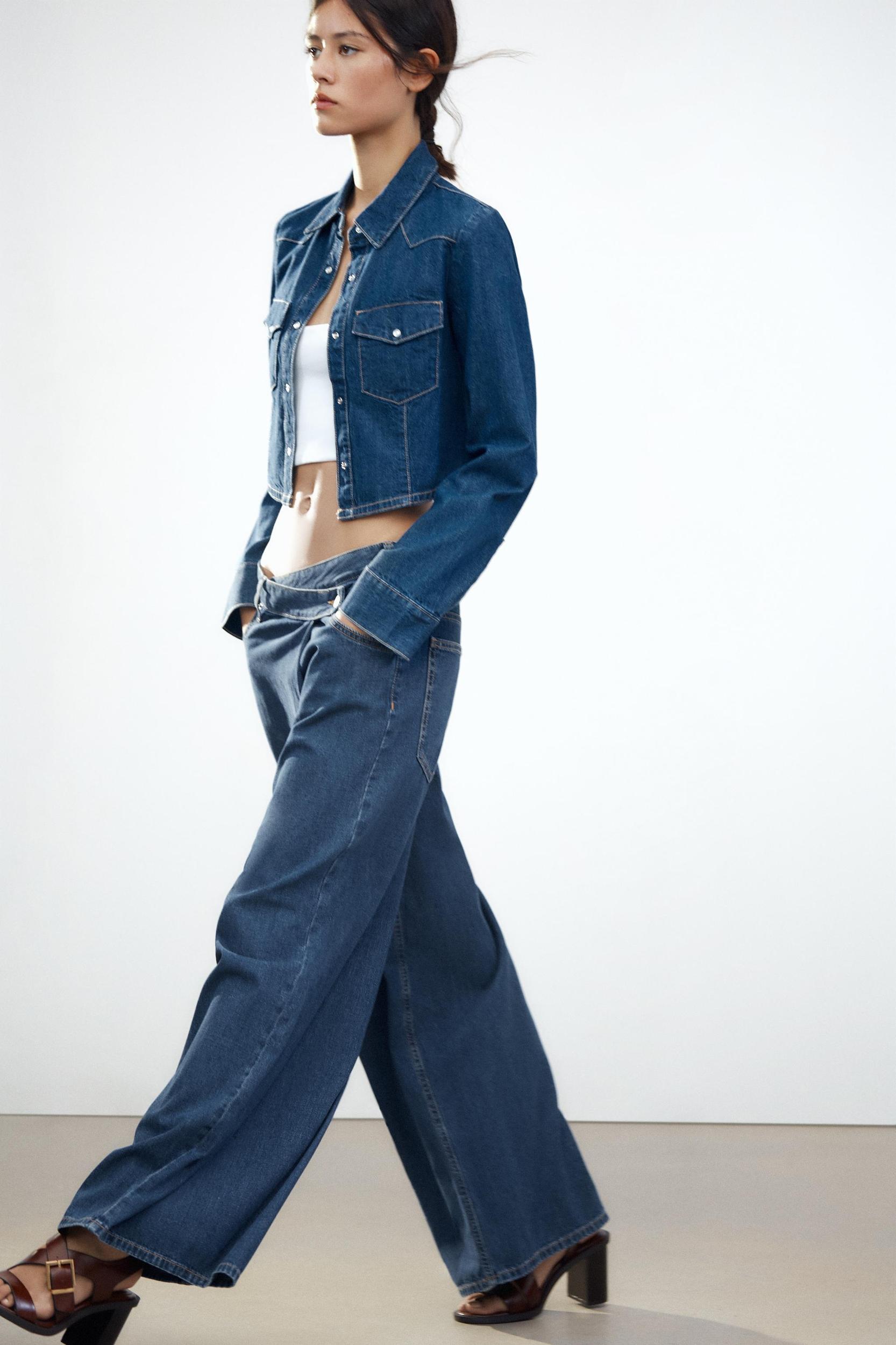 HIGH-WAISTED CROSSOVER OVERSIZE JEANS Product Image