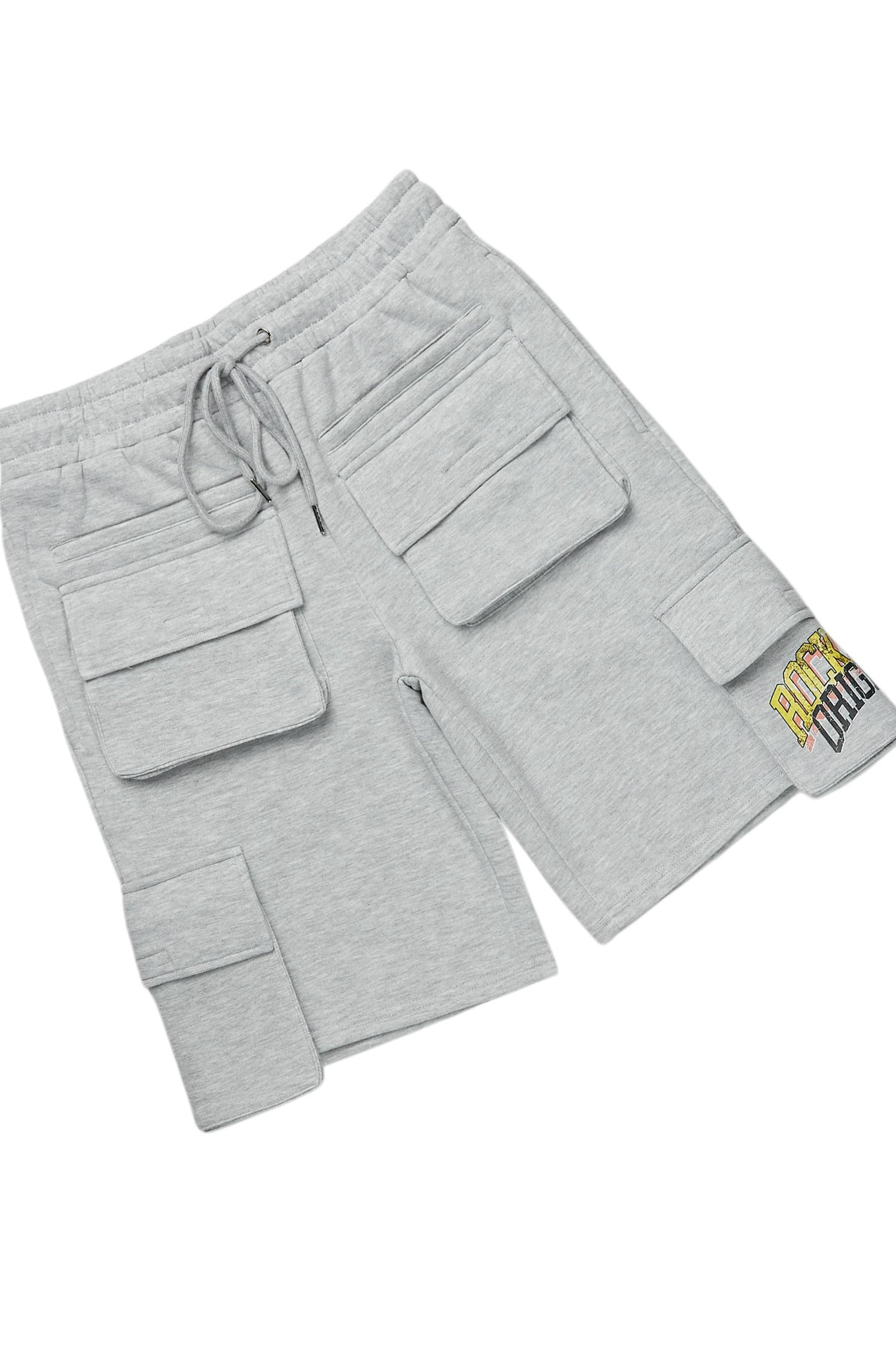 Colorful Race Heather Grey/Black T-Shirt Cargo Shorts Set Male Product Image