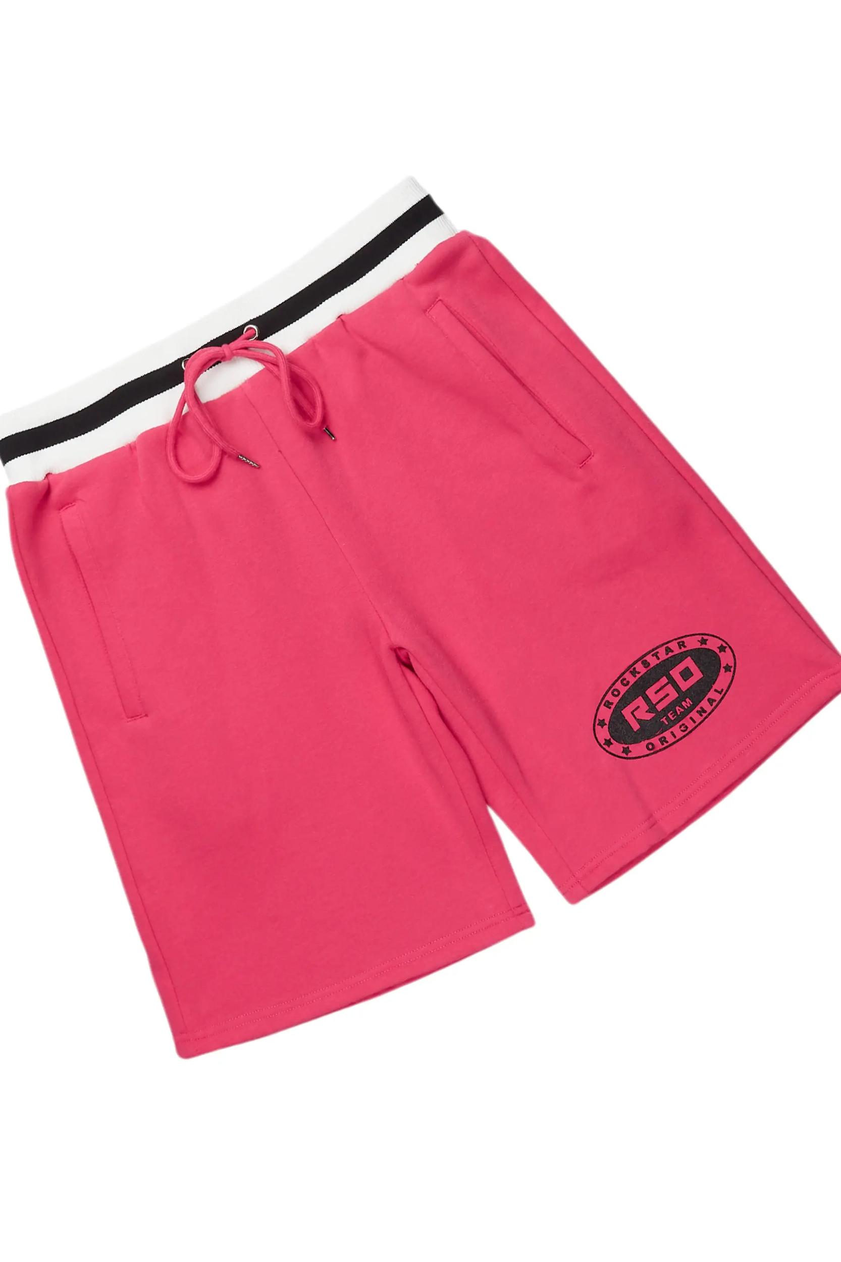 Amos Fuschia/Black Graphic T-Shirt Short Set Male Product Image