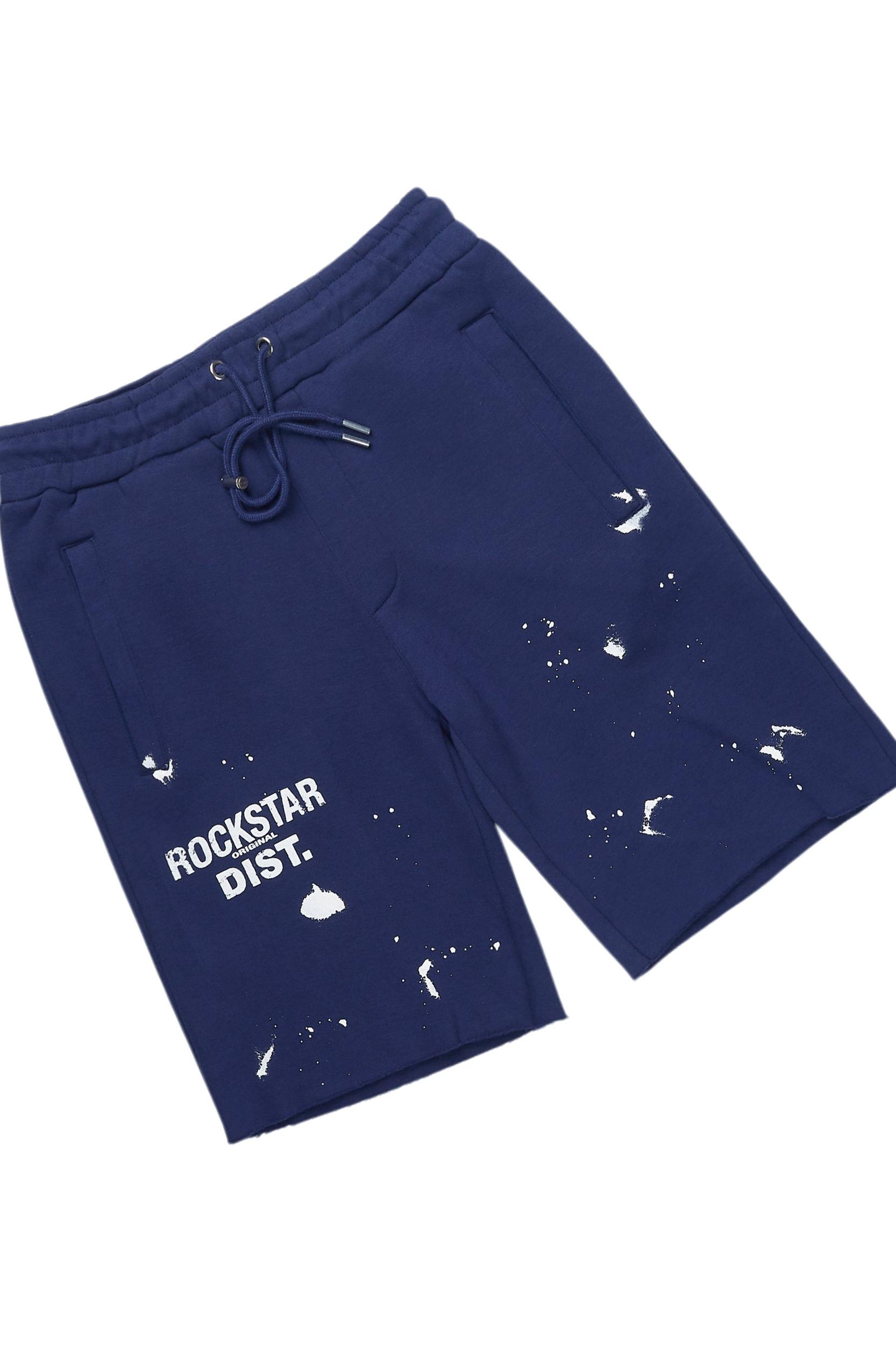 Raffer Navy T-Shirt/Raw Edge Short Set Male Product Image