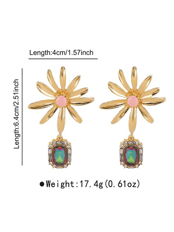 Geometric Rhine Stones Drop Earrings Product Image