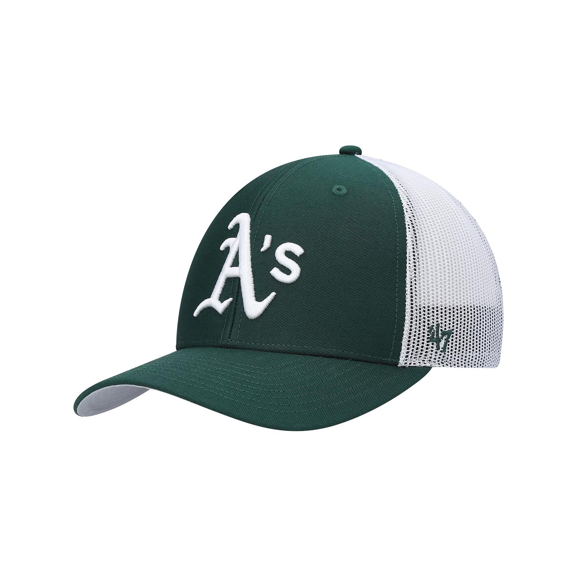Men's '47 Green/White Oakland Athletics Primary Logo Trucker Snapback Hat Product Image