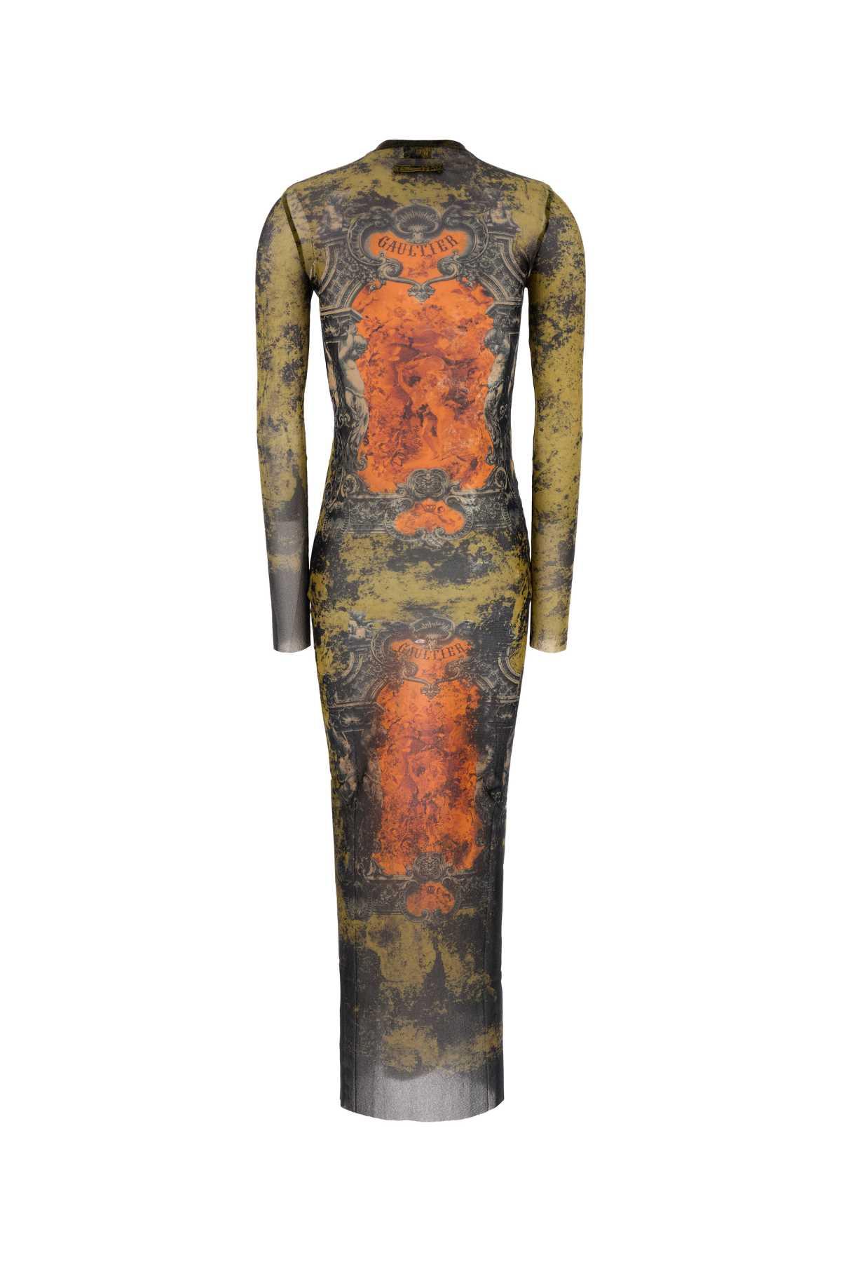 JEAN PAUL GAULTIER Graphic Print Full-length Dress With Long Sleeves In Black Product Image