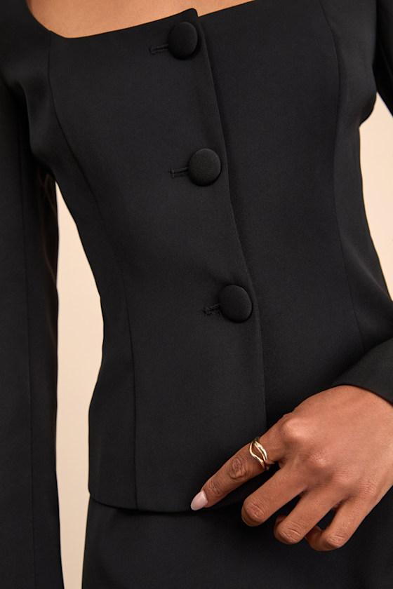 Eliana Black Scoop Neck Blazer Product Image