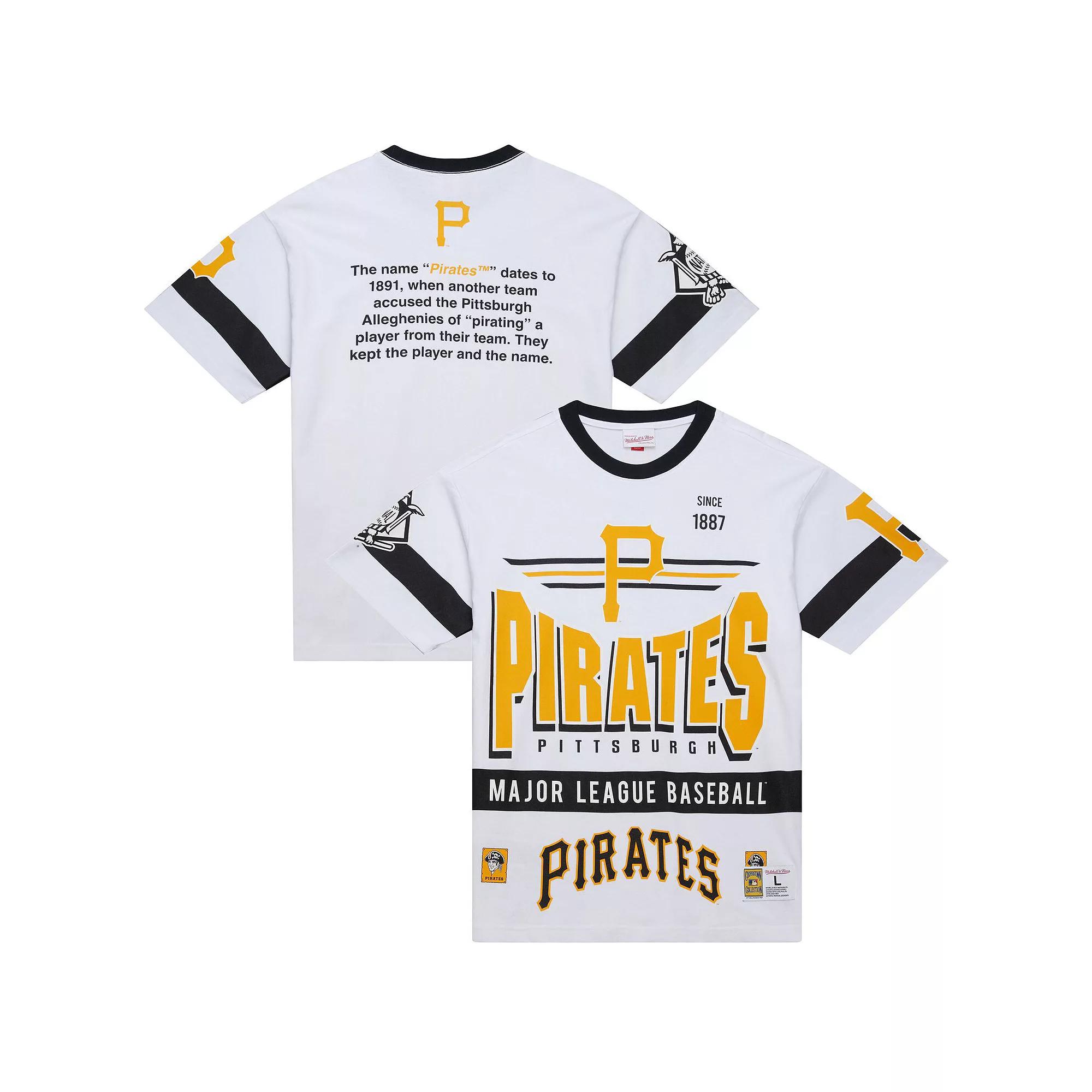 Men's Mitchell & Ness White Pittsburgh Pirates Cooperstown Collection Team Origins Premium T-Shirt,  Product Image