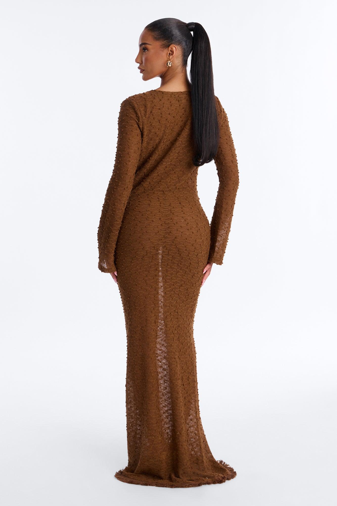 Tan Lines Textured Maxi Dress - Chocolate Female Product Image