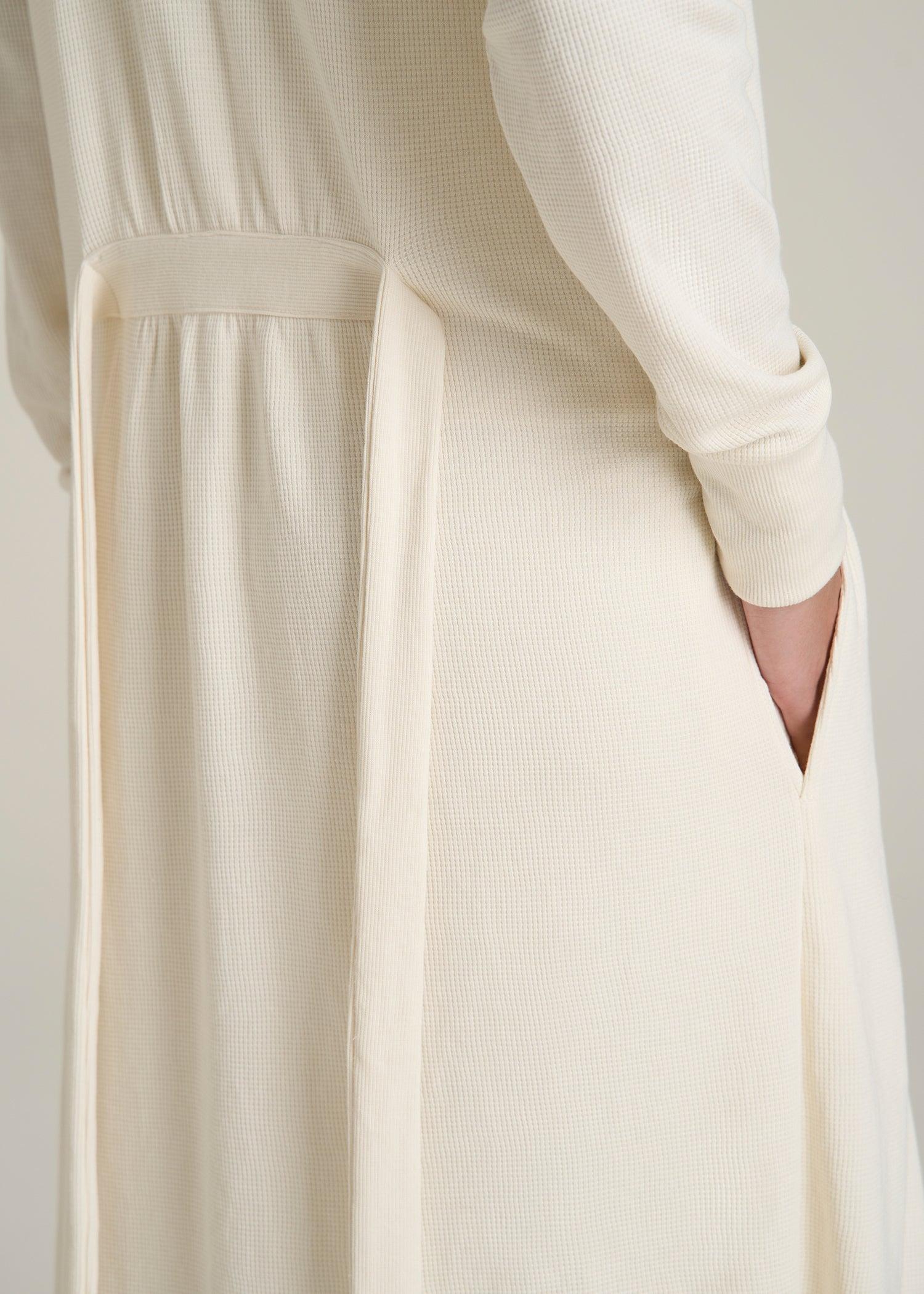 Waffle Lounge Robe for Tall Women in White Alyssum Female Product Image