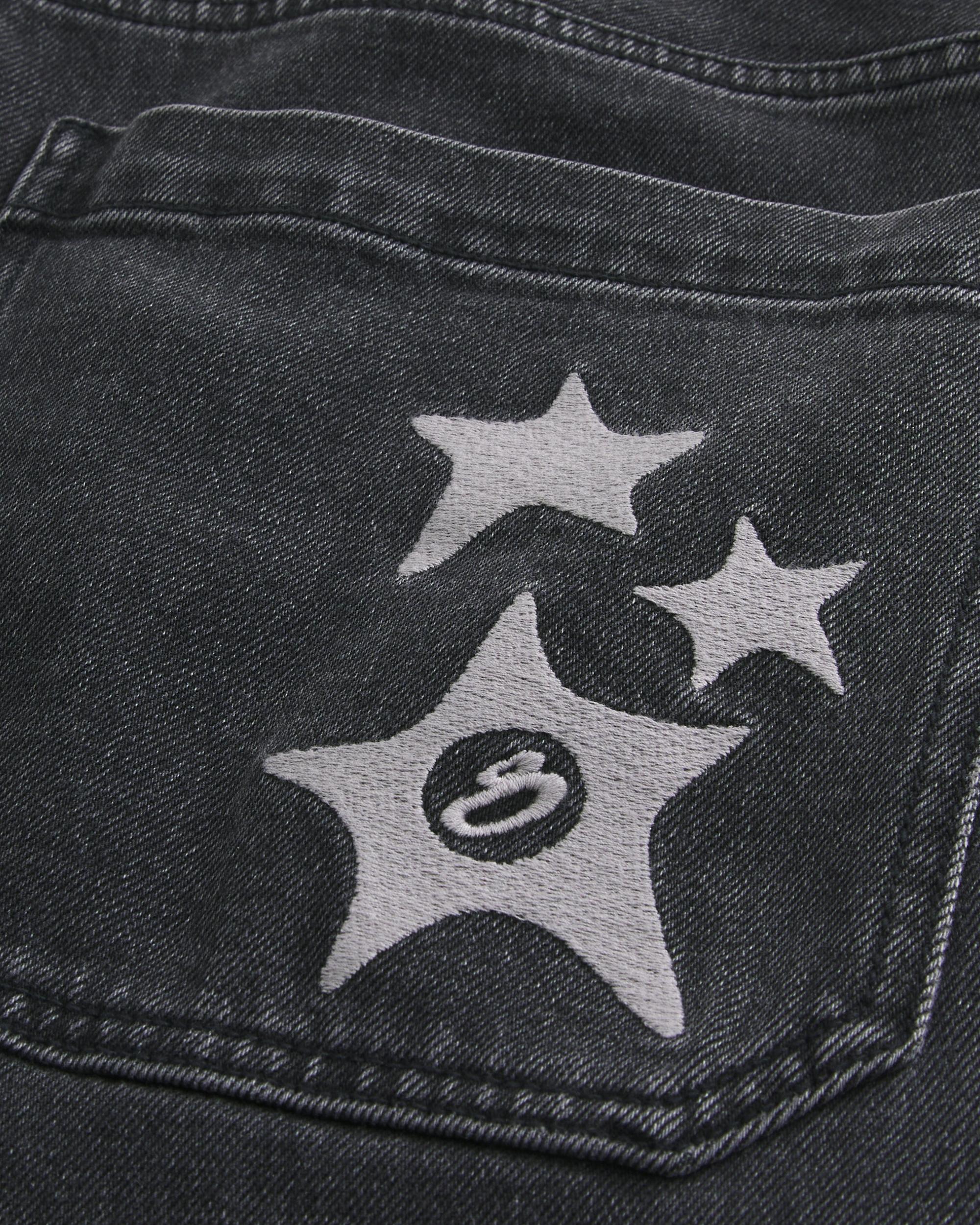 Washed Black Star Graphic Super Baggy Jeans Product Image