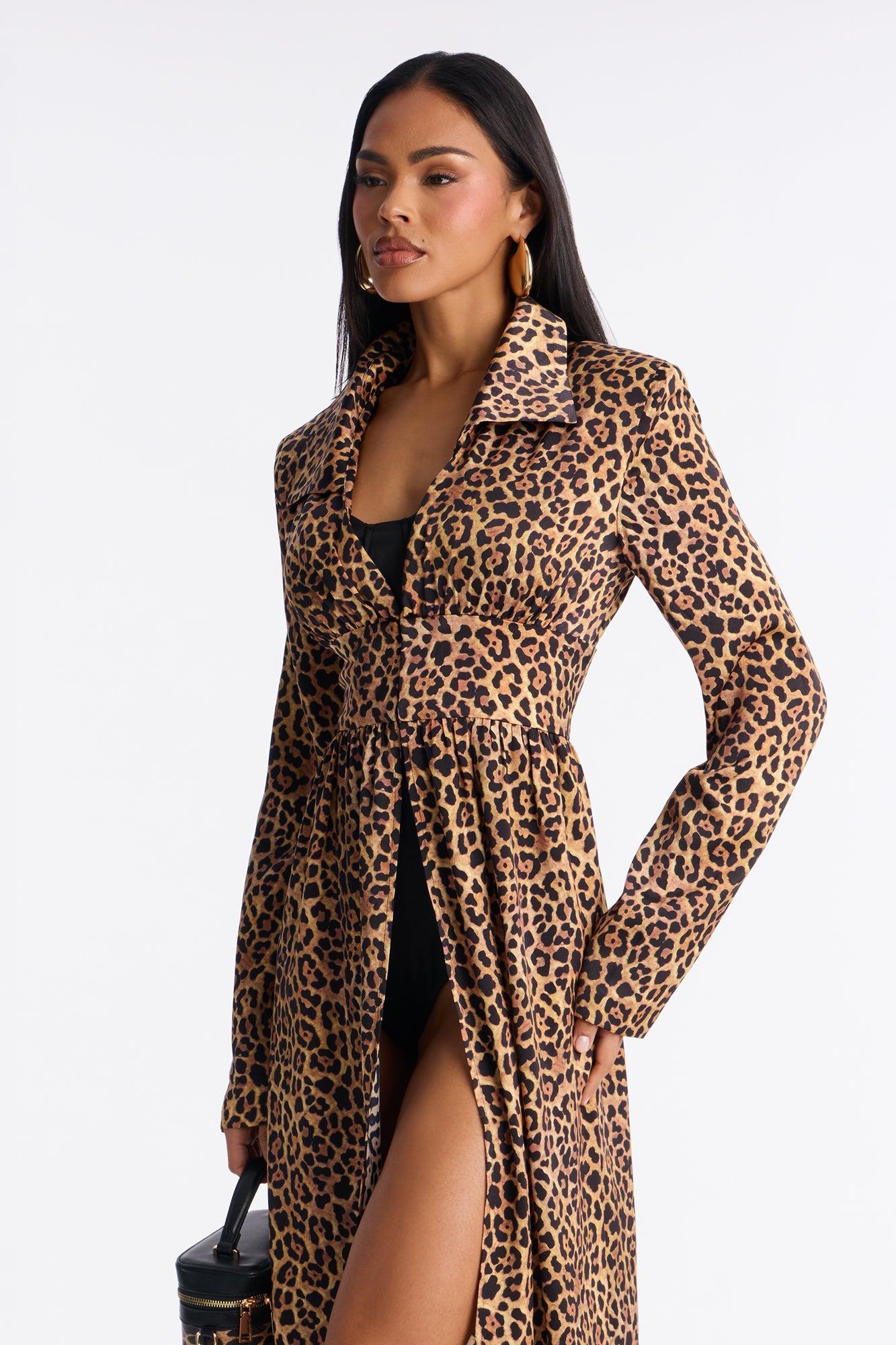 Satin Seduction Leopard Short Set - Brown Combo Female Product Image