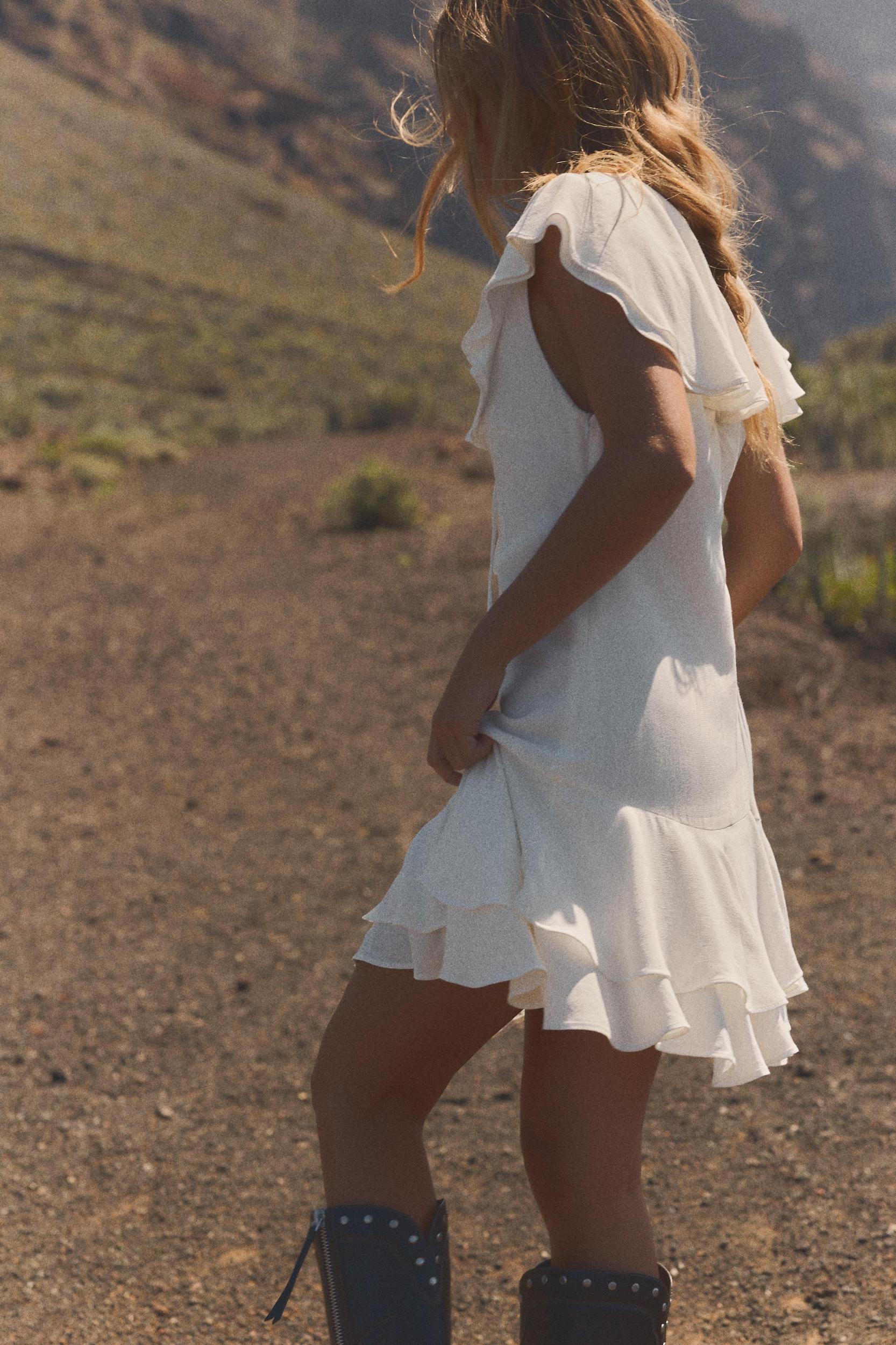 RUFFLED TIE SHORT DRESS Product Image