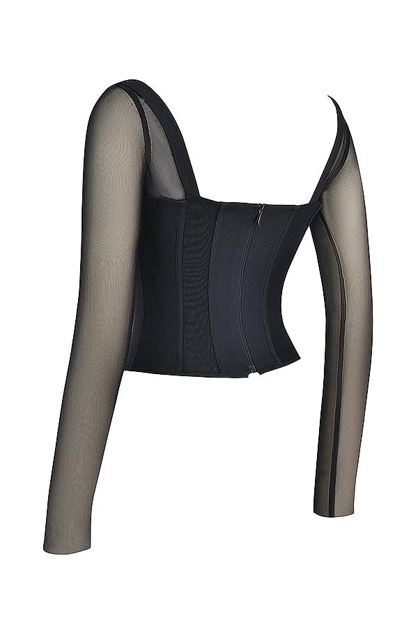 Araminta  black long sleeve corset Product Image