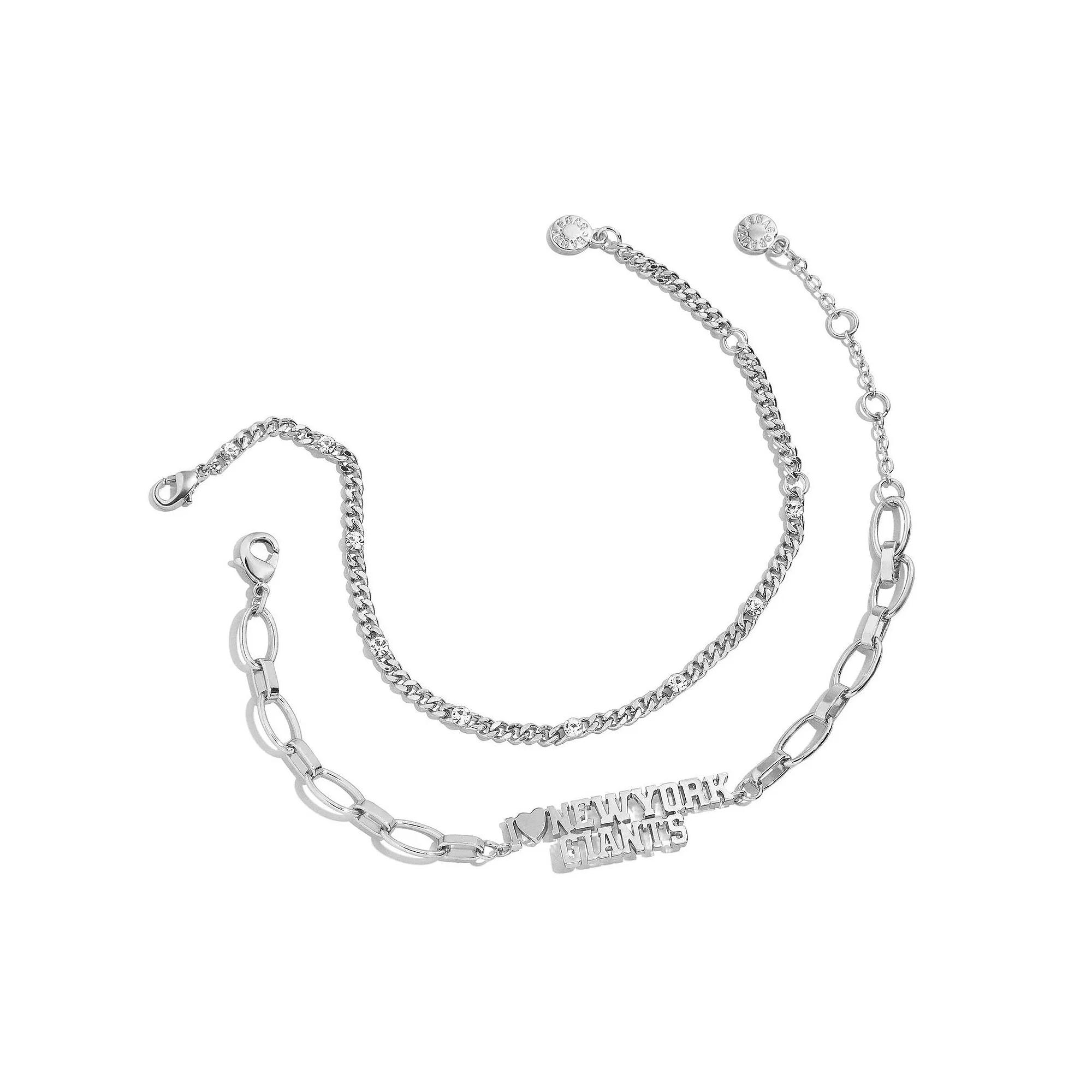 WEAR by Erin Andrews x Baublebar Silver New York Giants Linear Bracelet Set, Women's Product Image