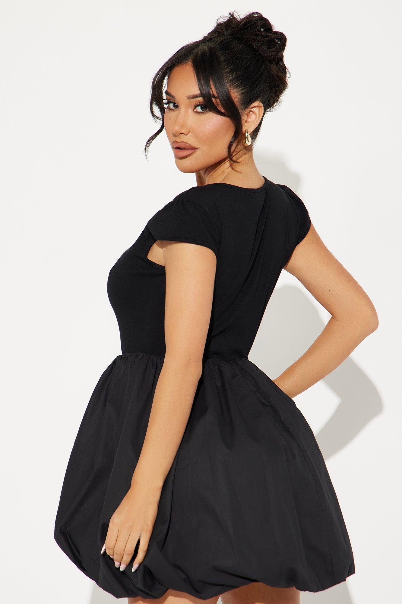 Angel Face Bubble Mini Dress - Black Product Image