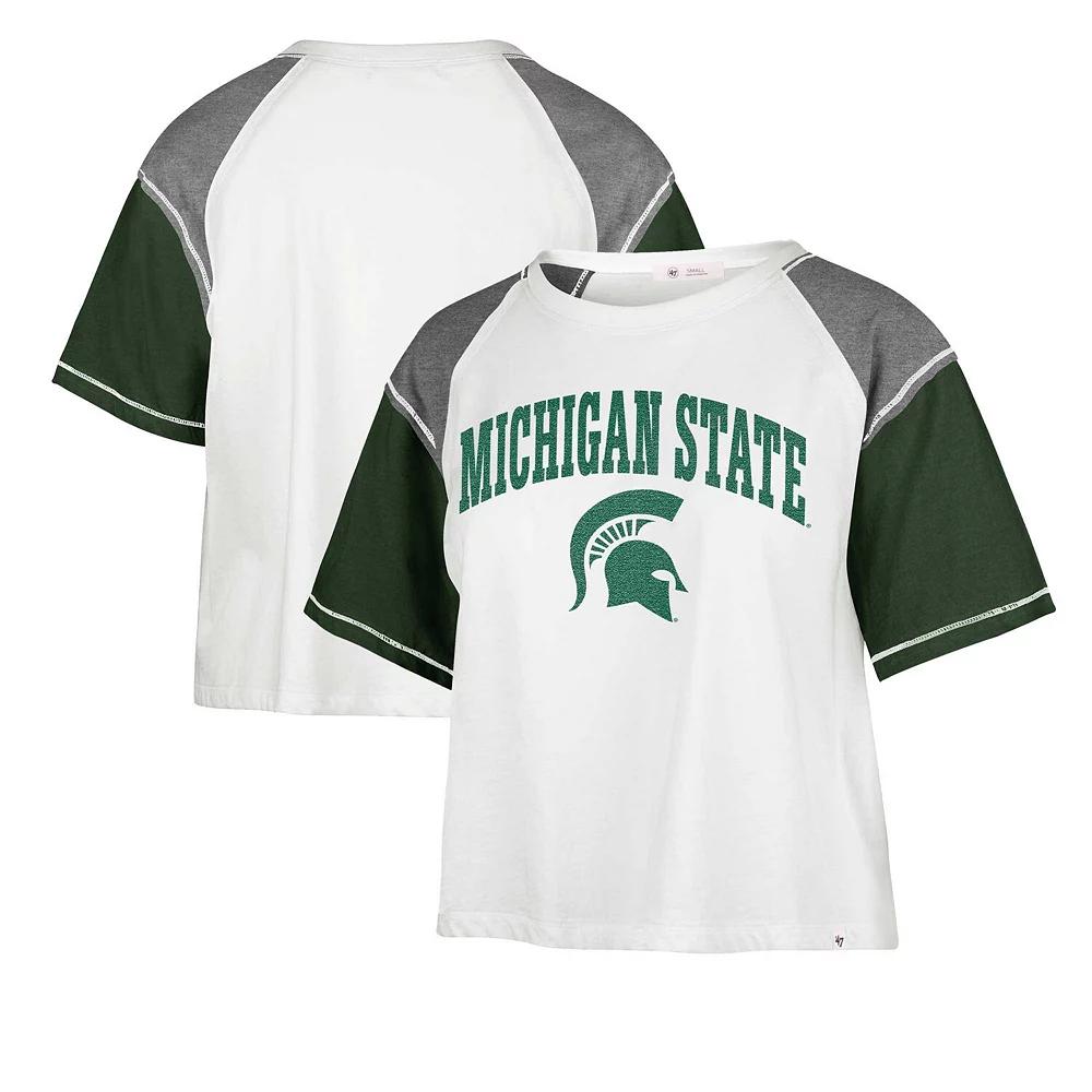 Women's '47 White Michigan State Spartans Serenity Gia Cropped T-Shirt, Size: XL Product Image