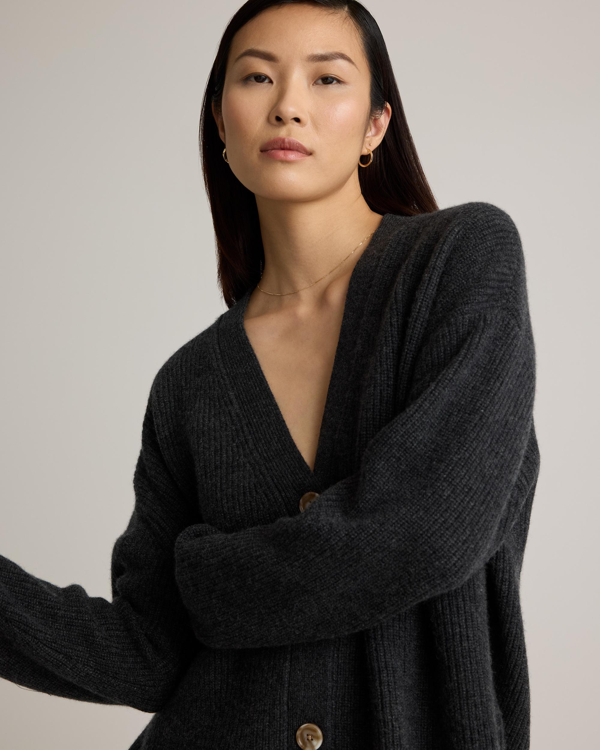 Quince | Women's Mongolian Cashmere Fisherman Boxy Cropped Cardigan Sweater Size XS Product Image