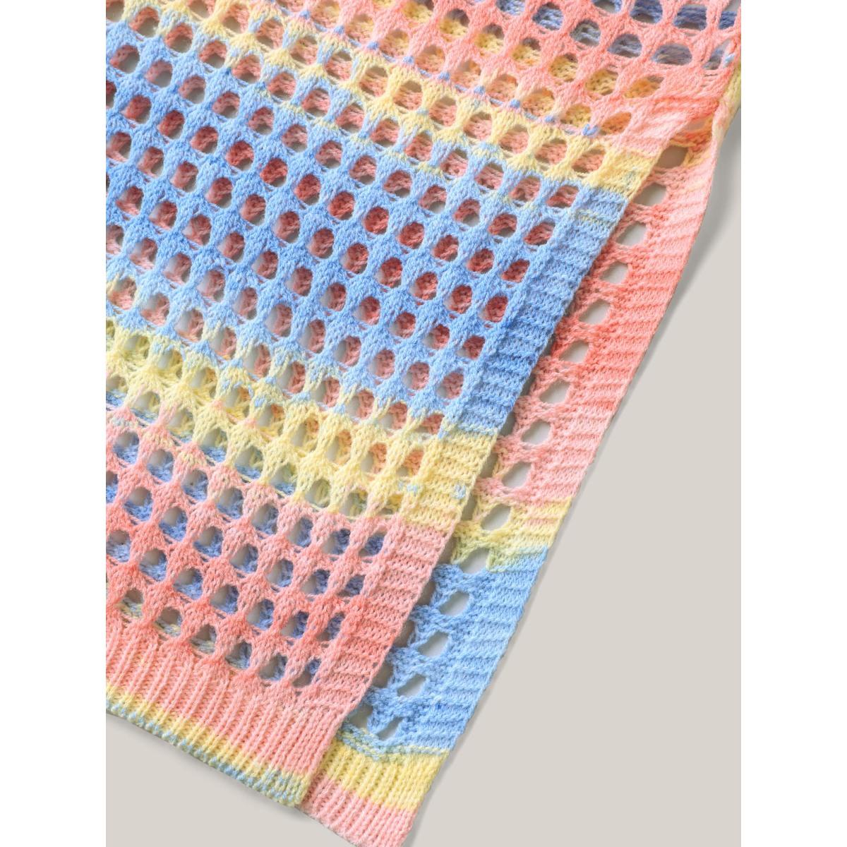 Plus Size Color Contrast Spliced Crochet Swim Cover-Up Women's Swimwear Multicolor Beach Loose Texture Curve Swim Cover Ups BloomChic 18-20/2X Product Image