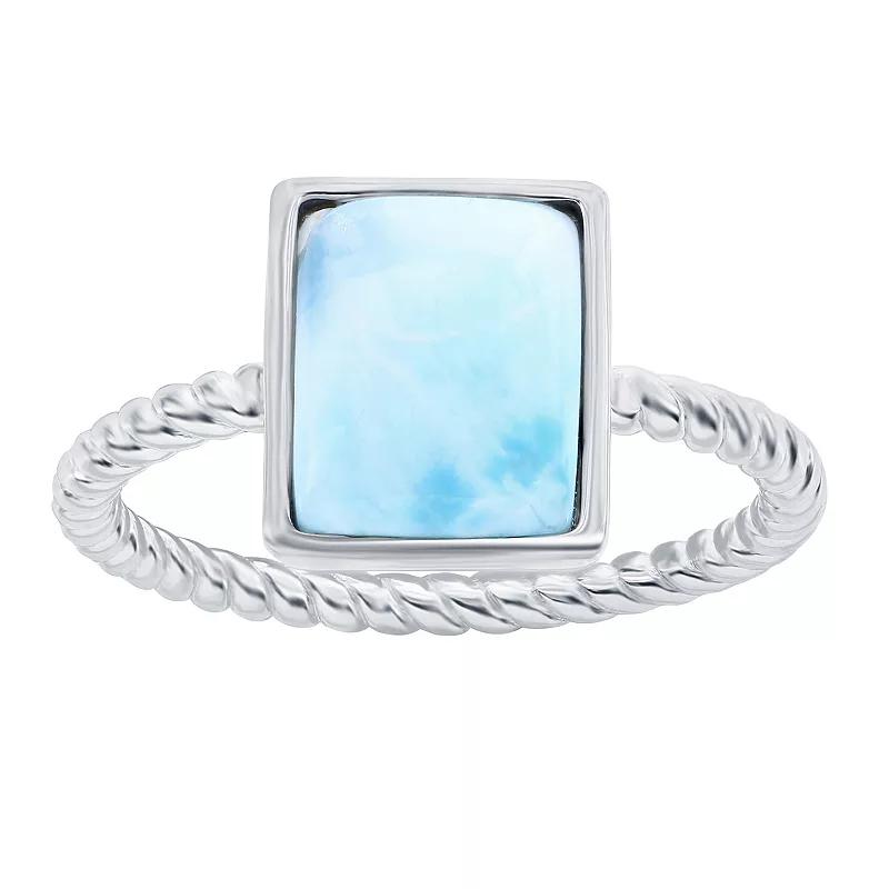 Nautica Rocks Sterling Silver Larimar Rope Band Ring, Women's, Size: 7 Product Image