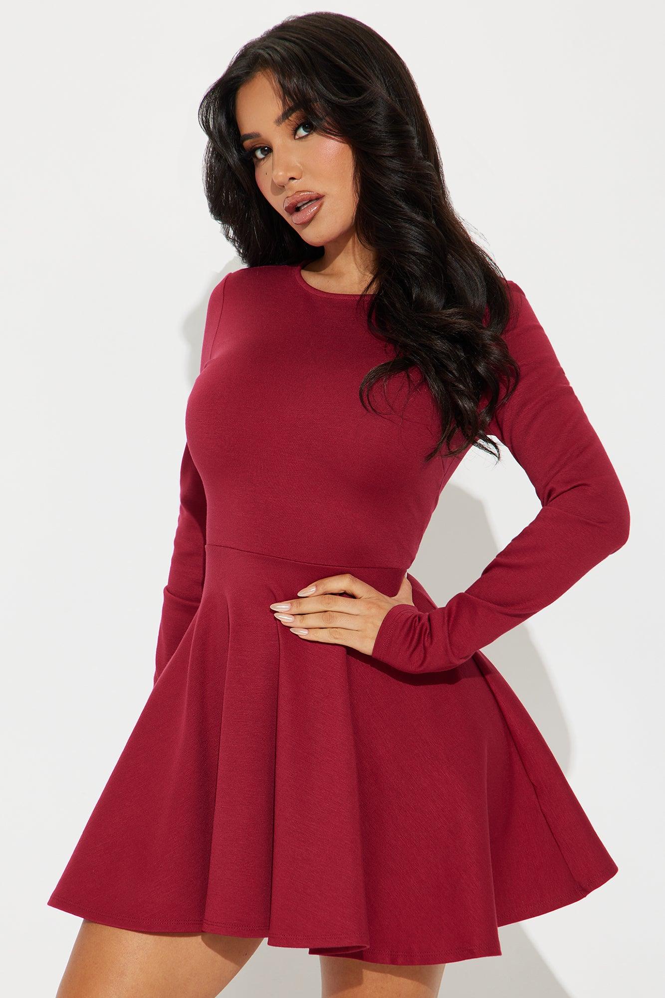 Zayla Pleated Mini Dress - Wine Product Image