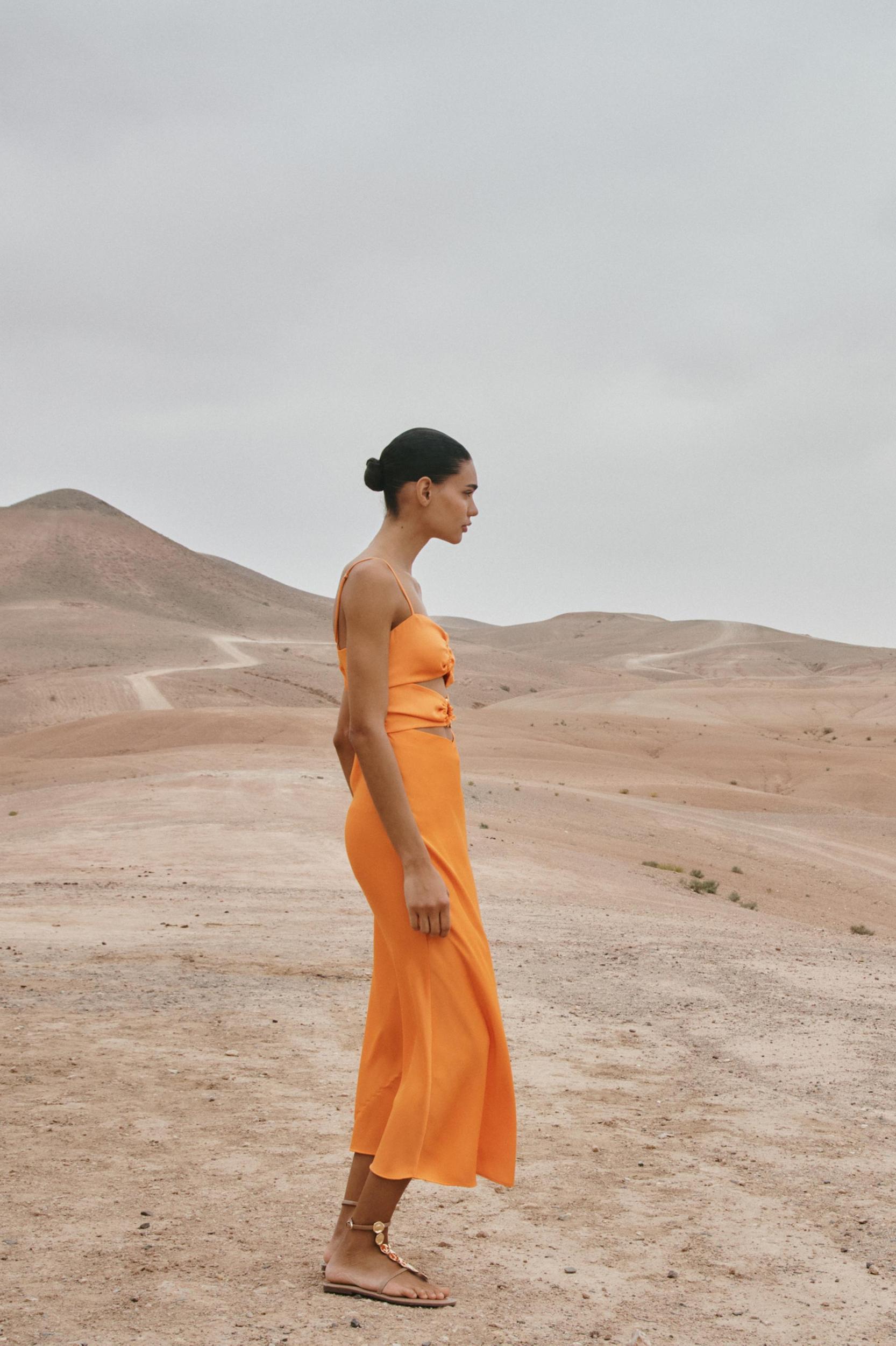 SATIN CUT OUT MIDI DRESS Product Image