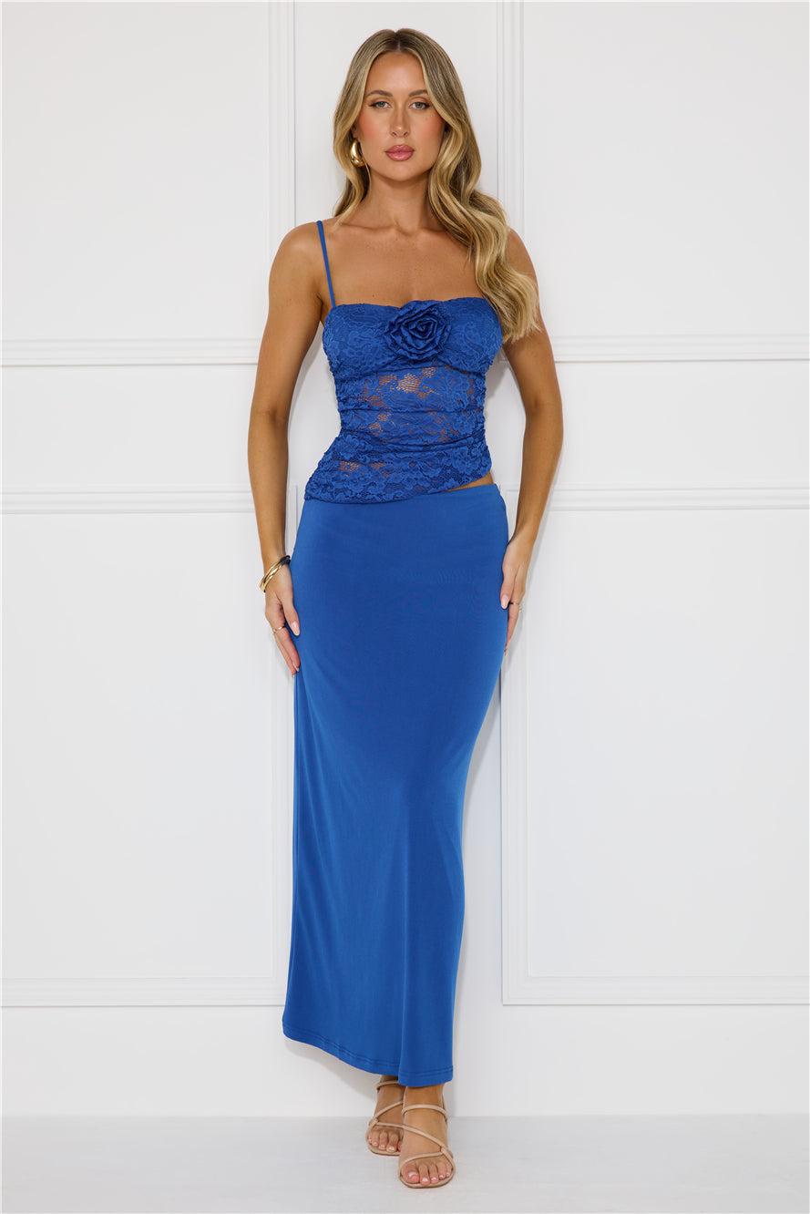 Stylish Luxury Lace Maxi Dress Blue Product Image