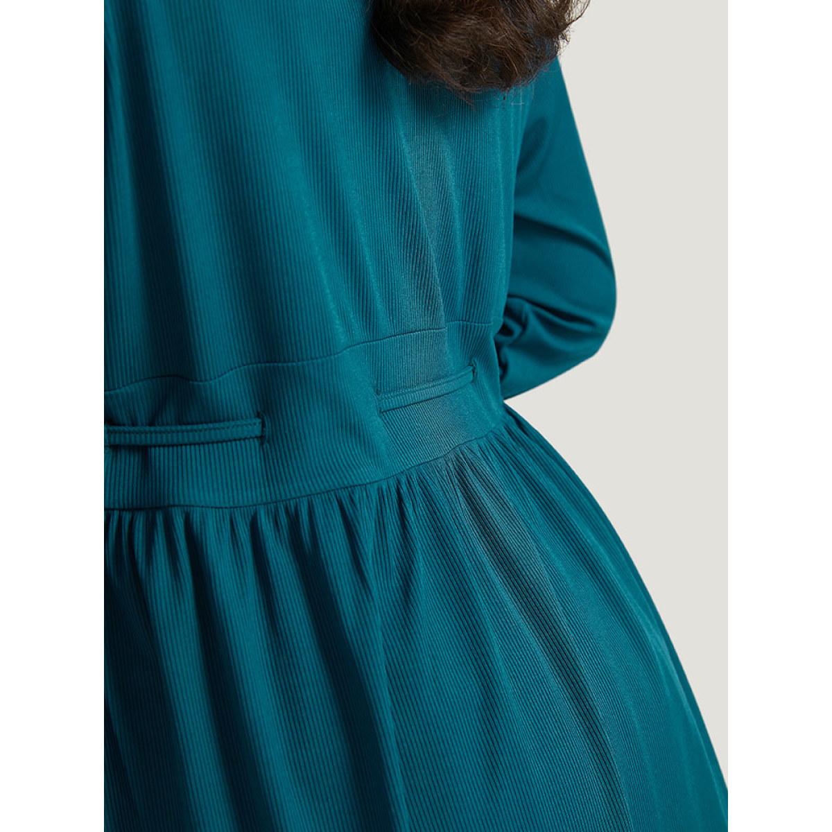 Plus Size Plain Drawstring Knot Gathered Open Front Coat Women Cyan Casual Plain Dailywear Kimonos BloomChic 26/4X Product Image