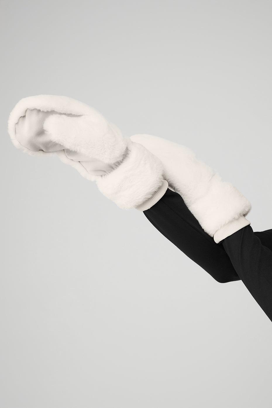 Faux Fur Mittens - Ivory Female Product Image