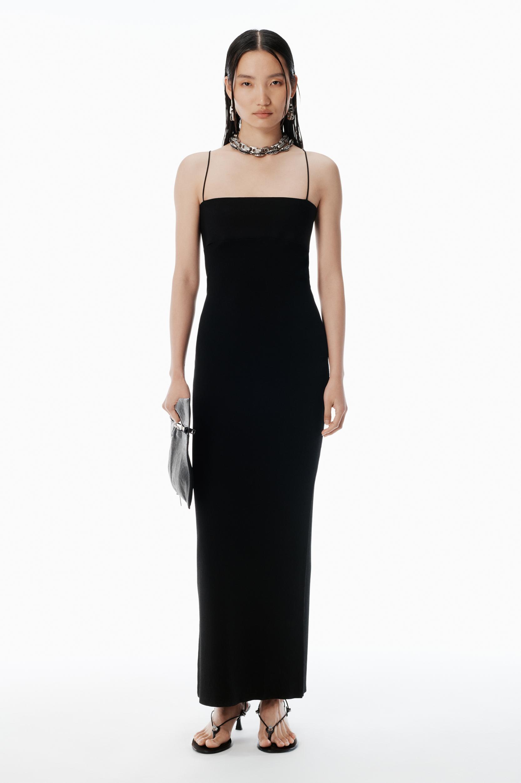 Black Logo Jacquard Slip Dress Product Image