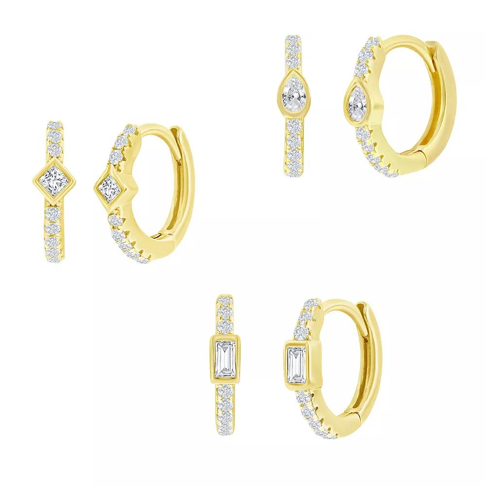 Argento Bella Sterling Silver Pear Shaped Cubic Zirconia Set, Women's, Gold Tone Product Image