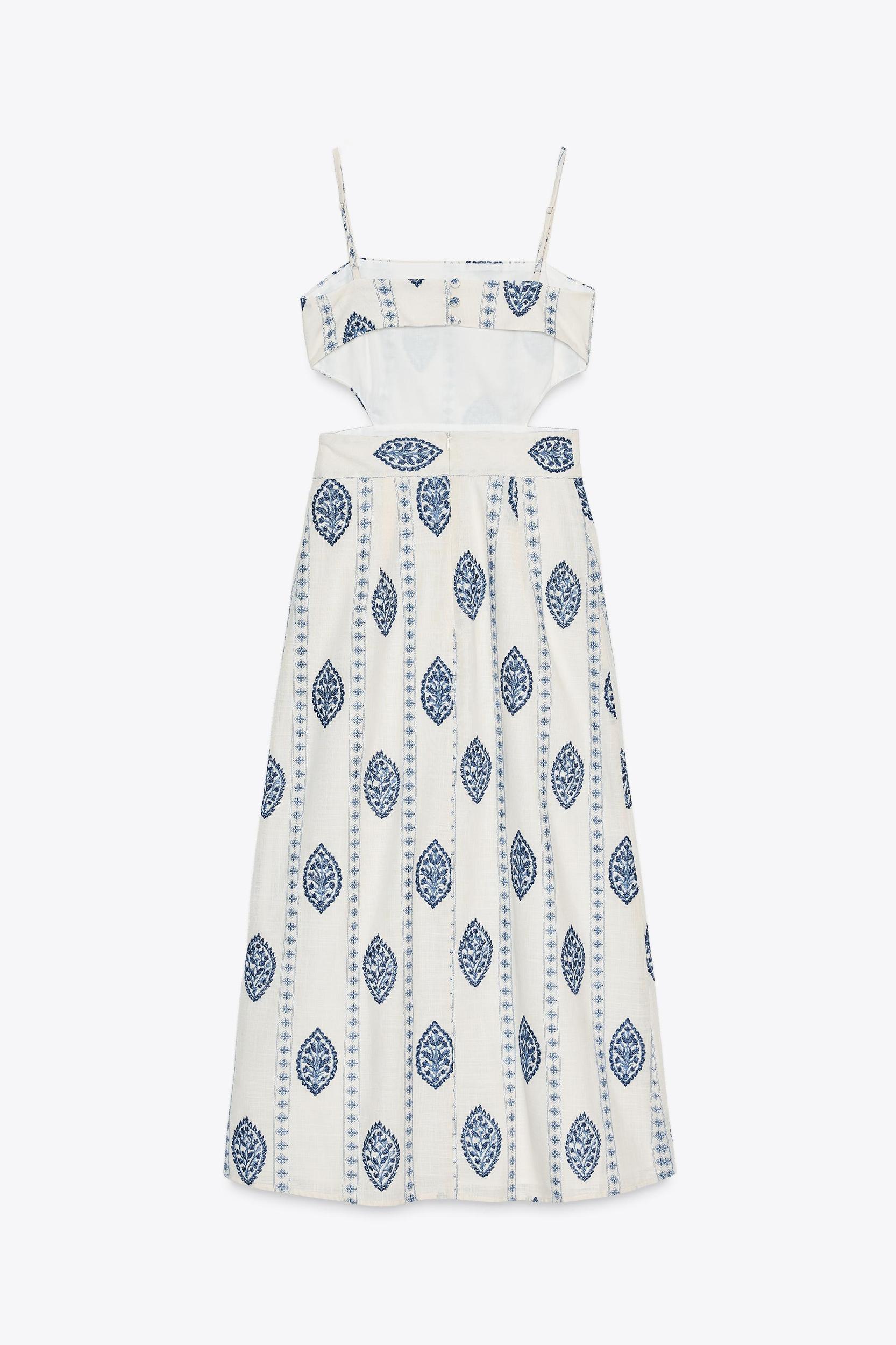 CUT OUT EMBROIDERED MIDI DRESS Product Image