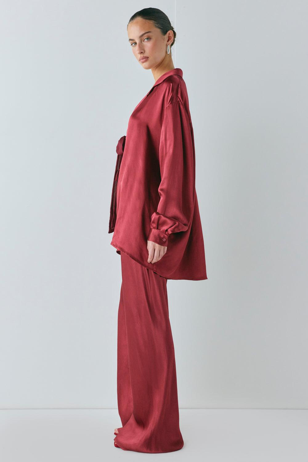 Rae Satin Pants Wine Product Image