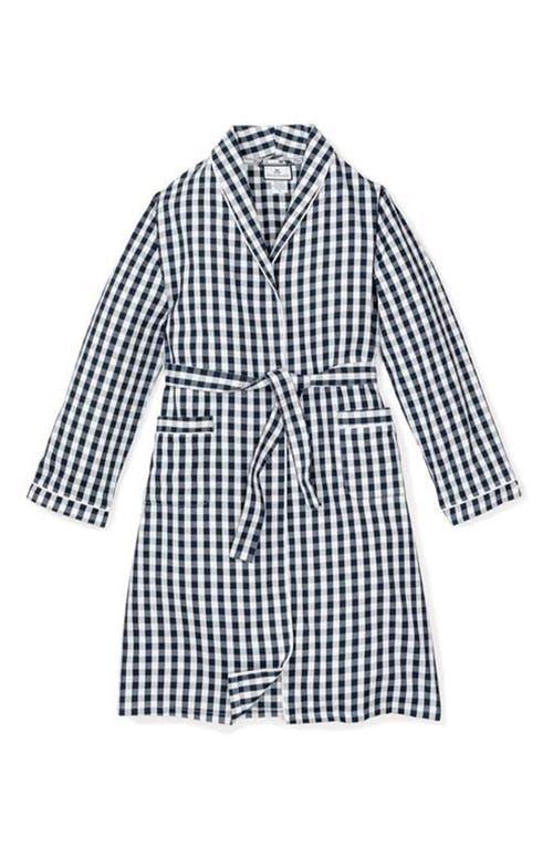 Petite Plume Men's Gingham Cotton Twill Robe in Navy at Nordstrom, Size Small Product Image