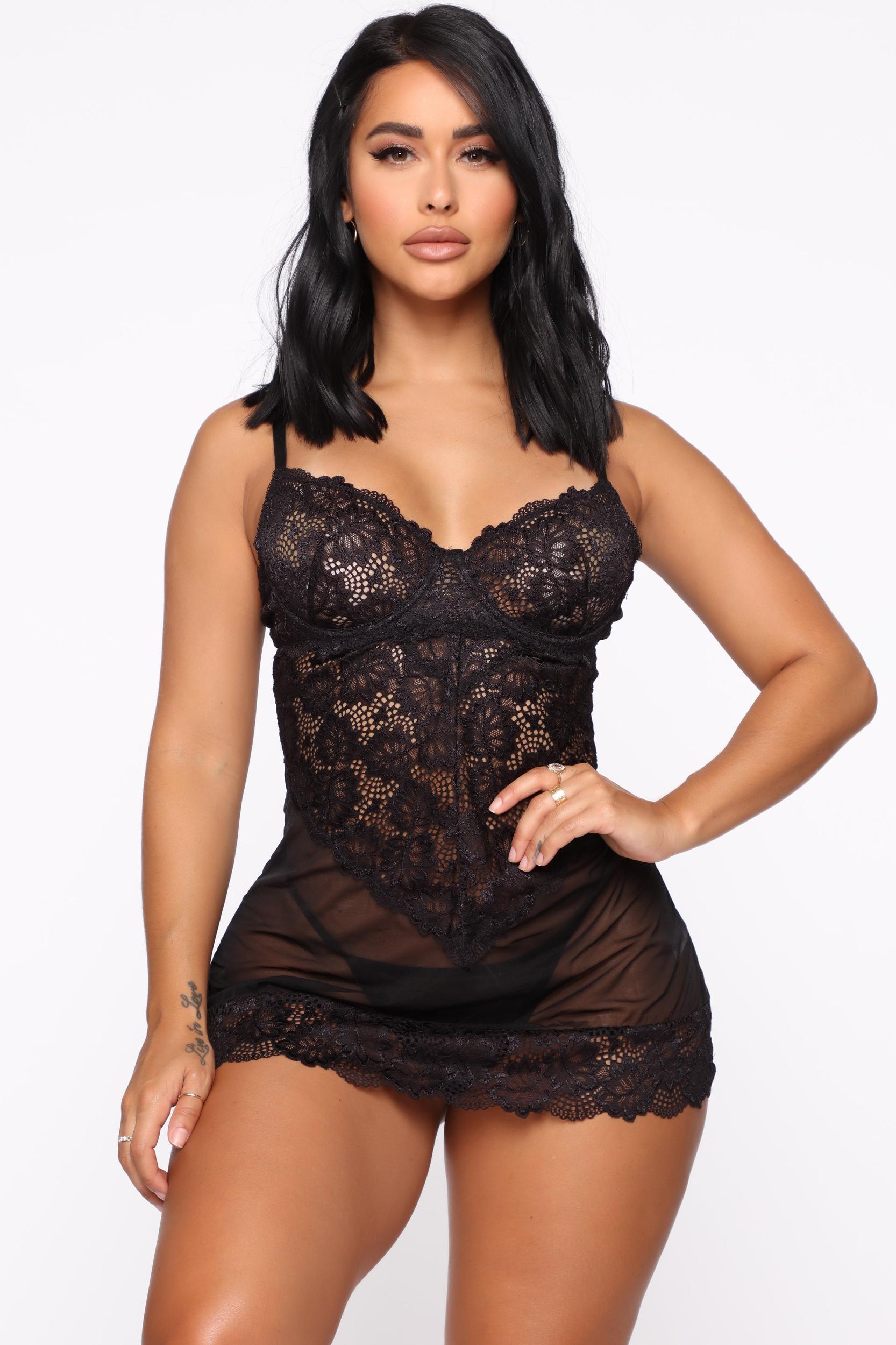 Keep Her Secret Lace Babydoll - Black Product Image