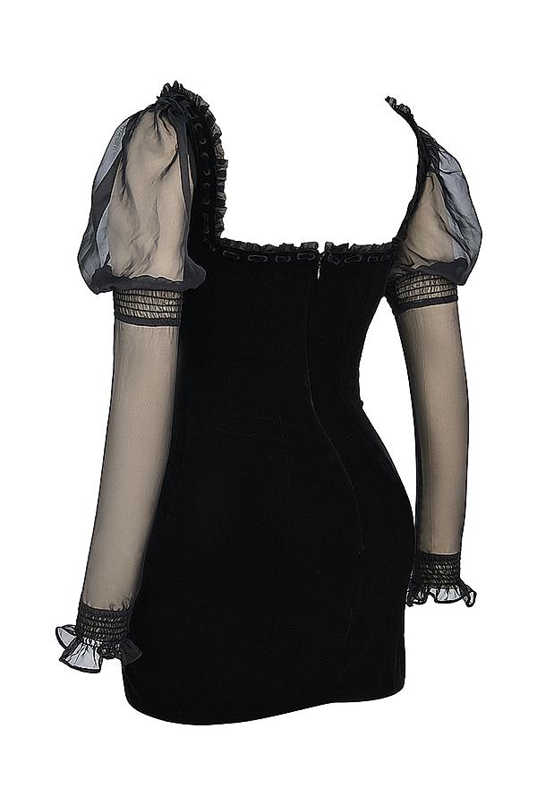 Syana  black velvet mini dress Product Image