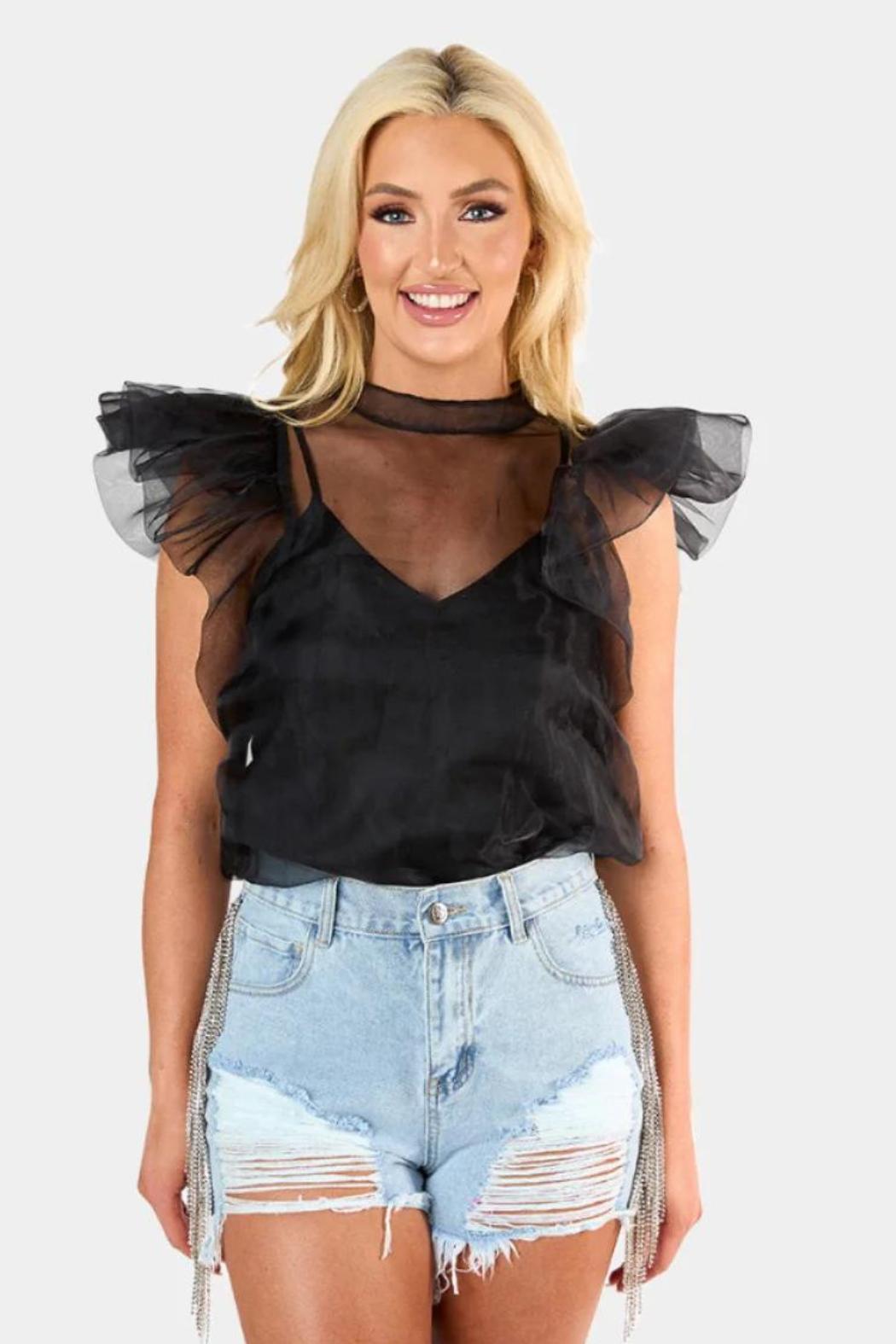 "Kaycee" Organza Ruffle Top Product Image