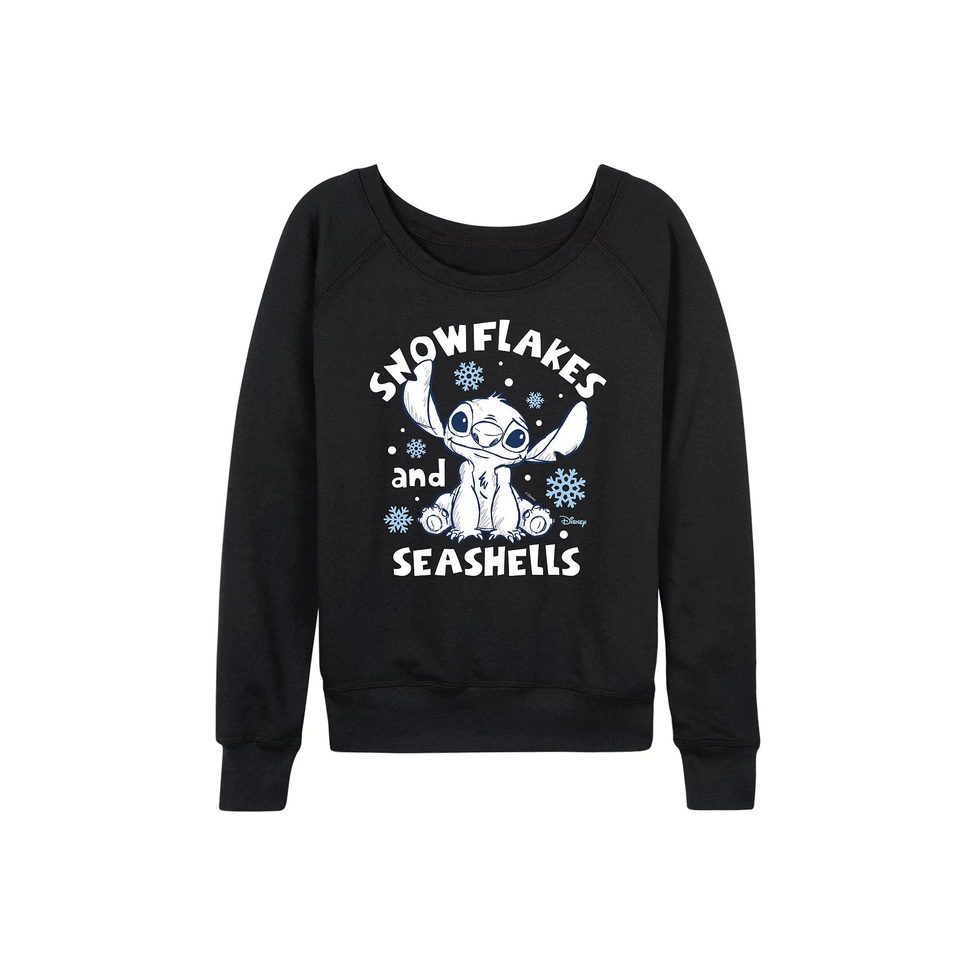 Disney's Lilo & Stitch Women's Snowflakes & Seashells French Terry Long Sleeve Tee,  Product Image
