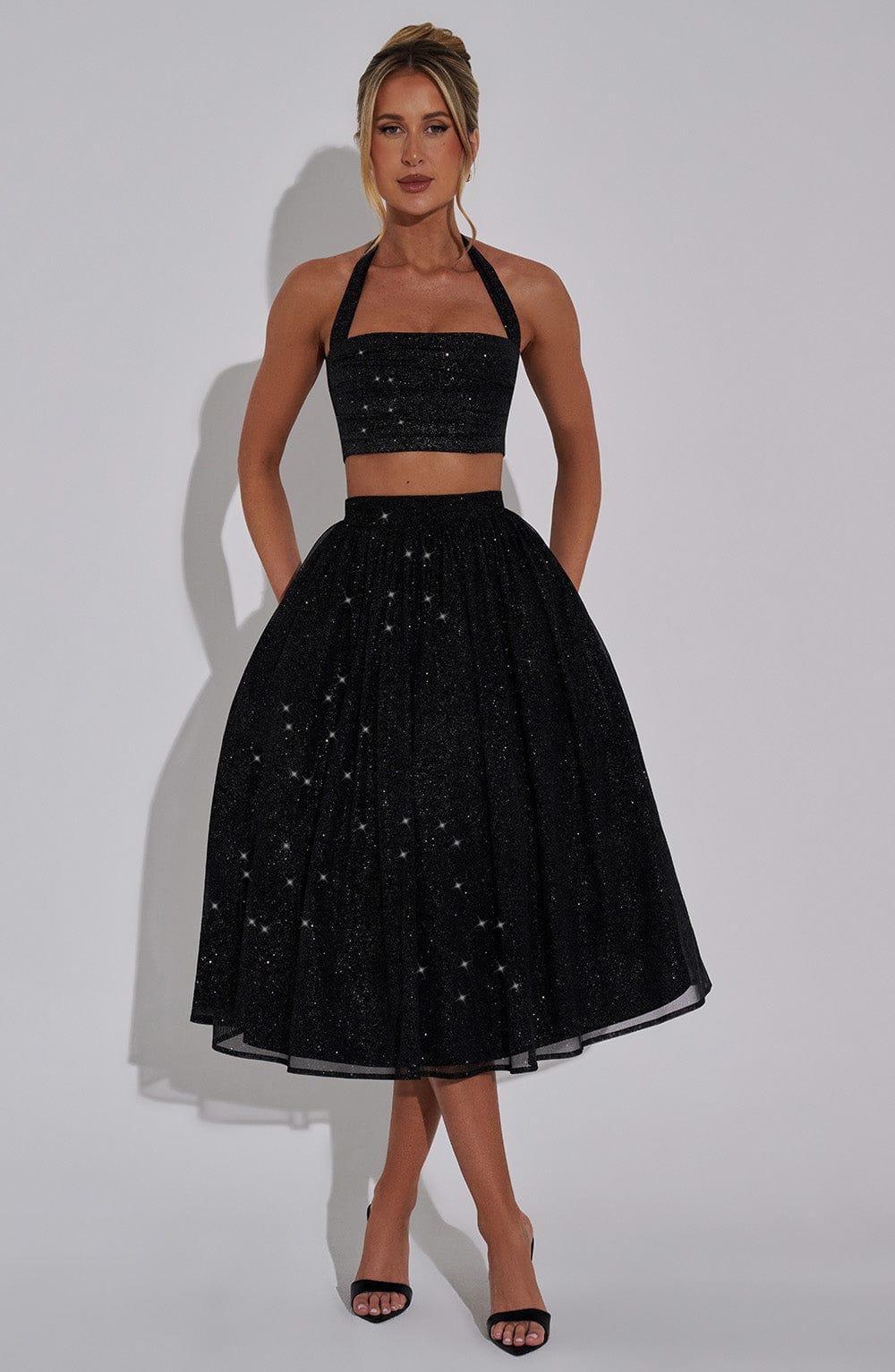 Alani Crop Top - Black Sparkle Product Image