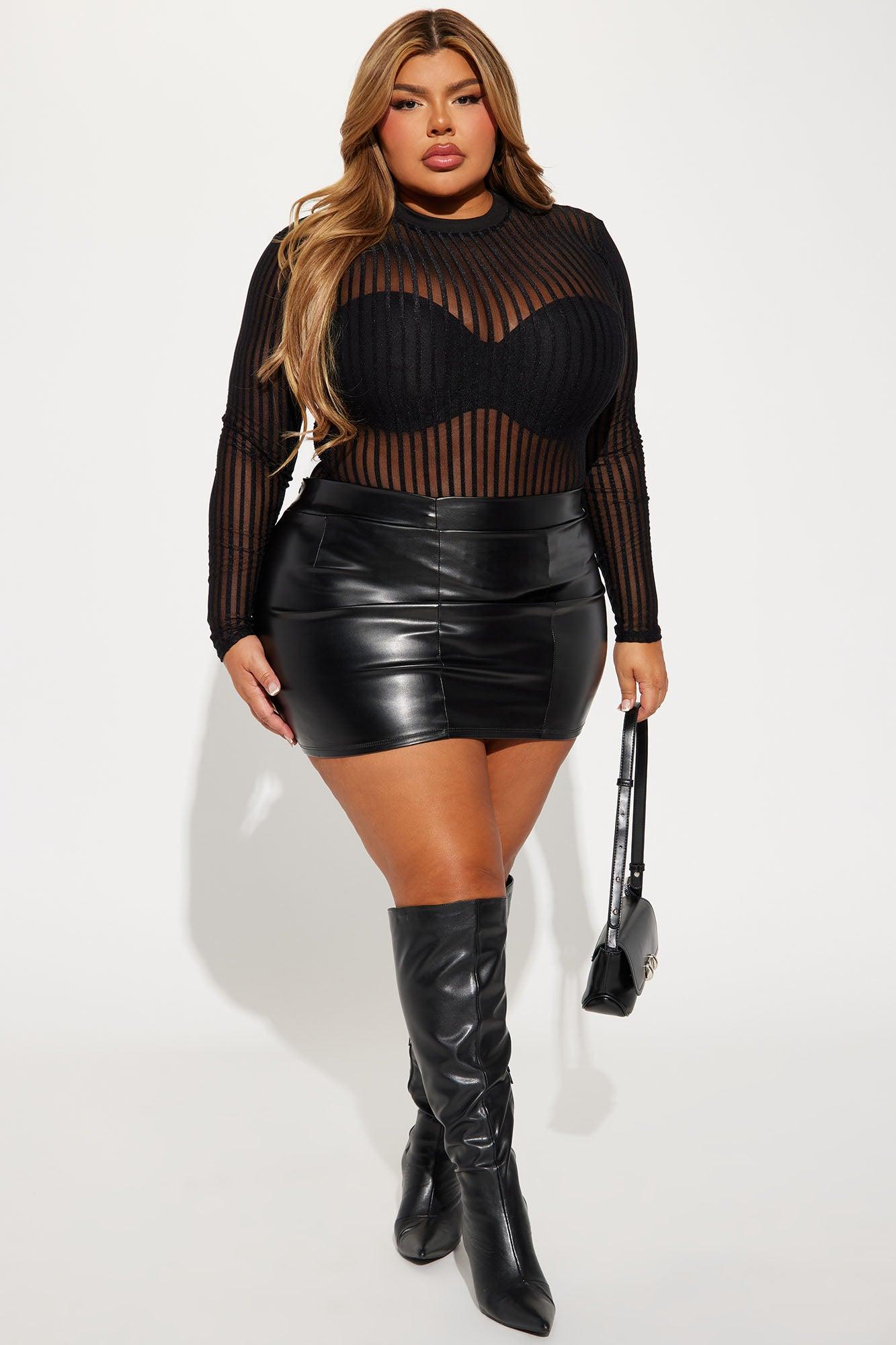 Myrah Long Sleeve Mesh Top - Black Product Image