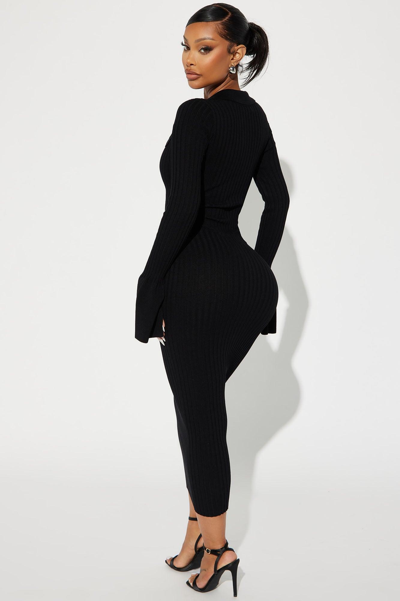 Fallon Sweater Midi Dress - Black Female Product Image