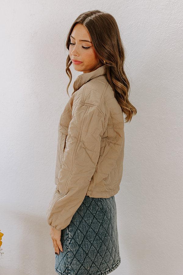 Crisp Leaves Puffer Jacket in Warm Taupe Product Image