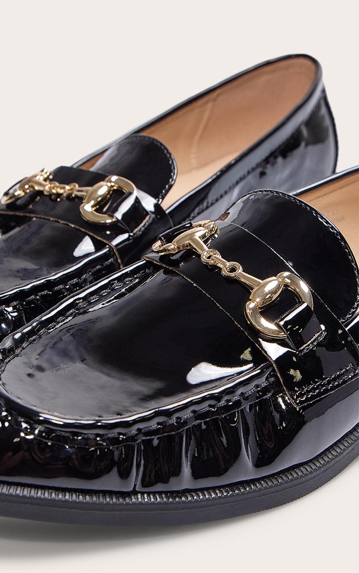 Black Patent Loafer With Gold Buckle Detail Product Image
